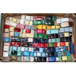 50+ various playworn and repainted Dinky Toy, Corgi Toy, Tekno, and other diecast and plastic