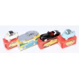 A Quiralu Re-Release boxed diecast vehicle group to include two Isetta Velam, a Jaguar XK140, and