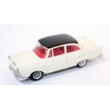 A Tekno loose model of a DKW Junior saloon comprising of white body with black roof and red