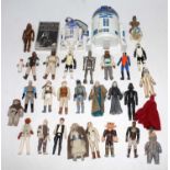 A small case containing a quantity of various vintage and modern release Star Wars action figures
