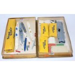 Two trays containing a quantity of various loose and boxed Triang Minic Waterline Models ships,