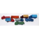 Eight various loose playworn Dinky Toy diecast vehicles to include a Fordson No. 422 flatbed
