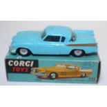 A Corgi Toys No. 211 Studebaker Golden Hawk comprising of blue body with spun hubs and rear gold