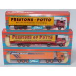 A Tekno 1/50 scale road haulage diecast group, three boxed as issued examples all from the British