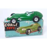 A Corgi Toys No. 152 BRM F1 race car finished in green with racing No. 1 and spun hubs, housed in