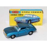 A Corgi Toys No. 332 Lancia Fulvia Sport Zagato comprising of metallic blue body with blue interior,