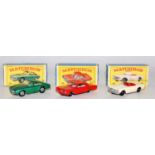 Three various boxed Matchbox 1/75 series diecasts to include a No. 75 Ferrari Berlinetta, a No. 22