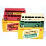 A Dinky Toys boxed public transport diecast group, two original examples to include No. 290 Dunlop