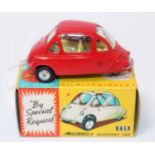 A Corgi Toys No. 233 Heinkel Economy Car, comprising red body with yellow interior and spun hubs