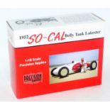 A Precision Miniatures 1/18 sale model of a 1952 So-cal bellied tank lakester race car finished in