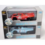 An Eagles Race Universal Hobbies 1/18 scale Porsche Racing Car diecast group, two boxed as issued