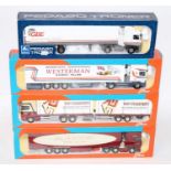 A Tekno 1/50 scale boxed road transport diecast group, four boxed examples to include a Van Maanen