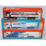 A Tekno 1/50 scale boxed road haulage diecast group to include a Europe Flyer DAF 95/480 tractor