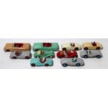 Ten various loose Dinky Toy playworn and possibly repainted open topped saloons to include a No. 108