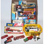 Two boxed containing a large quantity of mainly petrol tanker related diecasts and tinplate vehicles