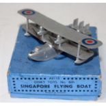 A Dinky Toys No. 60H Singapore Flying Boat comprising of silver body with RAF roundels and four 2-