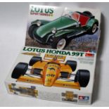 A Tamiya boxed Lotus 1/20th / 1/24th scale plastic kit group to include a Lotus Honda 99T, and a