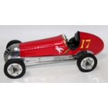 An Authentic Models BB Korn vintage style tether car, finished in red with racing No. 17 and