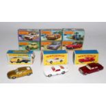 A collection of various boxed Matchbox 1/75 series and Superfast diecasts, some boxed damaged, to