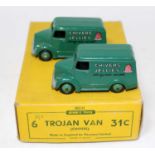 A Dinky Toys No. 31C (50151) trade box containing two Chivers Trojan delivery vans all finished in