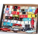 34 various playworn repainted and original diecast and plastic vehicles and accessories, to