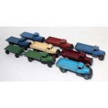One tray containing early series Dinky Toys commercial vehicles to include a 25 Series flat truck,