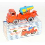 A Dinky Toys No. 960 lorry mounted cement mixer comprising of orange body with black hubs and blue &