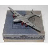 A Dinky Toys No. 62W Frobisher Imperial Airways Class Liner, comprising of silver body with GAEVV to