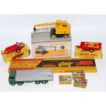A Dinky Toys boxed and loose diecast construction vehicle and accessories mixed lot to include a No.