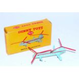A Dinky Toys No. 715 Bristol 173 helicopter, comprising of turquoise body with red blades, housed in