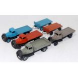 Six various loose Dinky Toy early series commercial vehicles to include 25E tipping wagon finished