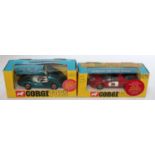 A Corgi Toys boxed race car diecast group, two boxed examples to include a No. 344 Ferrari 206