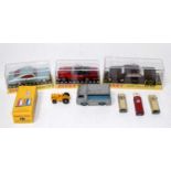 One box containing a quantity of mixed vintage Dinky Toy Atlas editions, and other diecast