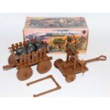 A Mego Corporation model No. 50911 Planet of the Apes catapult and wagon, housed in the original