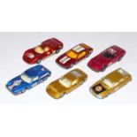 One tray containing six various loose playworn Matchbox Superfast diecast to include a Lamborghini