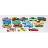 16 various loose Dinky toy repainted and playworn diecast vehicles and saloons, examples to