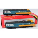 A Hornby R069 BR blue/grey power and dummy HST cars (G-BFG) together with 8 blue/grey BR coaches (