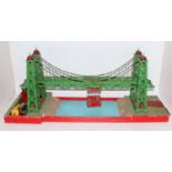 Meccano model of 'Transporter Bridge' made by V Staveley and featured on front cover of Meccano