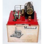 A Mamod SE1 twin cylinder super heated steam engine comprising of tin housed horizontal boiler