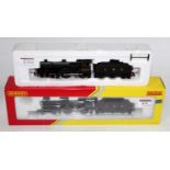 A Hornby railroad R3276 LMS Compound 4-4-0 no. 1072 in LMS black (M-BM) and a Mainline LMS 2P 4-4-