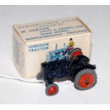 A Britains Lilliput Series No. LV604 Fordson tractor comprising blue body with orange hubs housed in