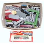 Small box containing quantity of mainly Lone-Star push along model locomotives, rolling stock