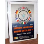 An original 1960s Brands Hatch RAC European Grand Prix race poster, as sponsored by The Daily