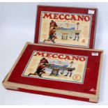 Two Meccano outfits: 'E' outfit, appears substantially complete, with manual, good used condition,