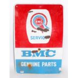 Enamel BMC (British Motor Corporation Ltd) Genuine Parts sign, 6 fixing holes, originalCondition