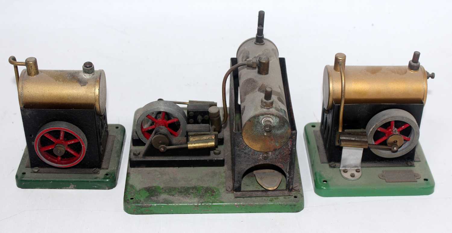 An ESL stationary steam engine group to include three examples, all appear complete, various