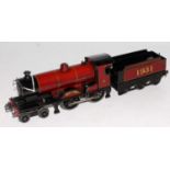 Bassett Lowke red lined black and yellow c/w 4-4-0 "Duke of York" with "1931" 6 wheel tender and non