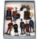 Five Britains cast passenger figures and 13 items of luggage, most items repainted (GR)