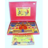 Two Meccano blue/gold outfits, No. 5 1938 re-strung to original card with instructions and used,