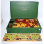 Meccano No. 10 outfit, green cabinet, circa 1938, blue/gold, appears substantially complete and